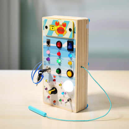 Wooden LED Light Switch Busy Board – Montessori Learning Puzzle for Kids