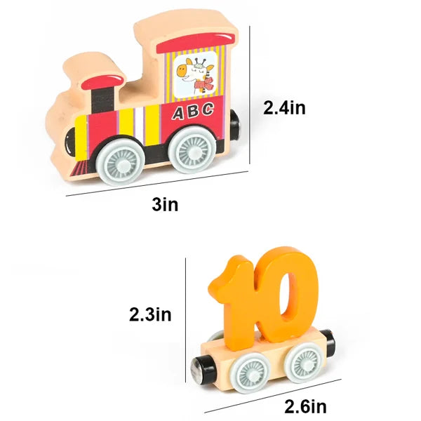 Numbers And Letters Magnetic Train Puzzle Wooden Toy Car