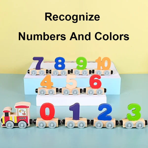 Numbers And Letters Magnetic Train Puzzle Wooden Toy Car