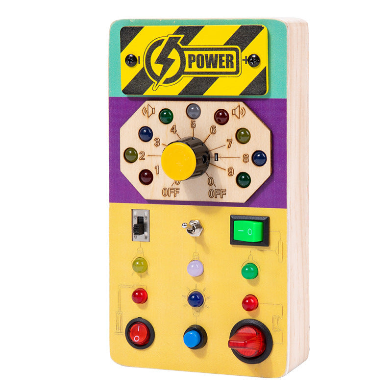 Wooden LED Light Switch Busy Board – Montessori Learning Puzzle for Kids