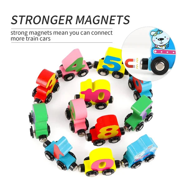 Numbers And Letters Magnetic Train Puzzle Wooden Toy Car