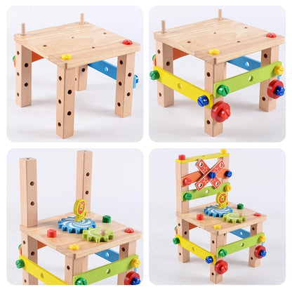 DIY Wooden Assembling Chair Montessori Toy – Educational Fun for Kids