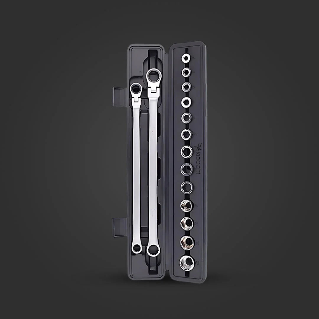 15pcs Adjustable Ratchet Wrench Kit