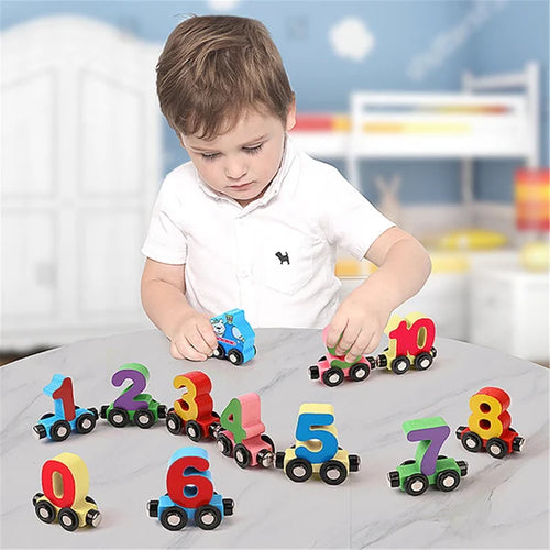 Numbers And Letters Magnetic Train Puzzle Wooden Toy Car