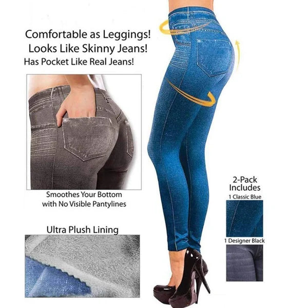 Thermal Fleece Denim Jeggings