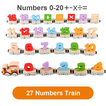 Numbers And Letters Magnetic Train Puzzle Wooden Toy Car