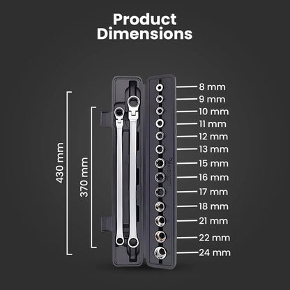 15pcs Adjustable Ratchet Wrench Kit